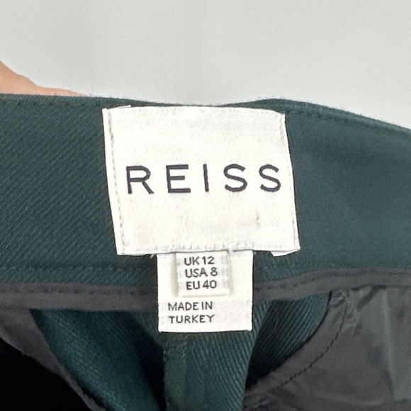 Reiss Skinny Trouser Pants High Waisted Flat Front Ankle Zip Casual Green Size 8 - Picture 6 of 7